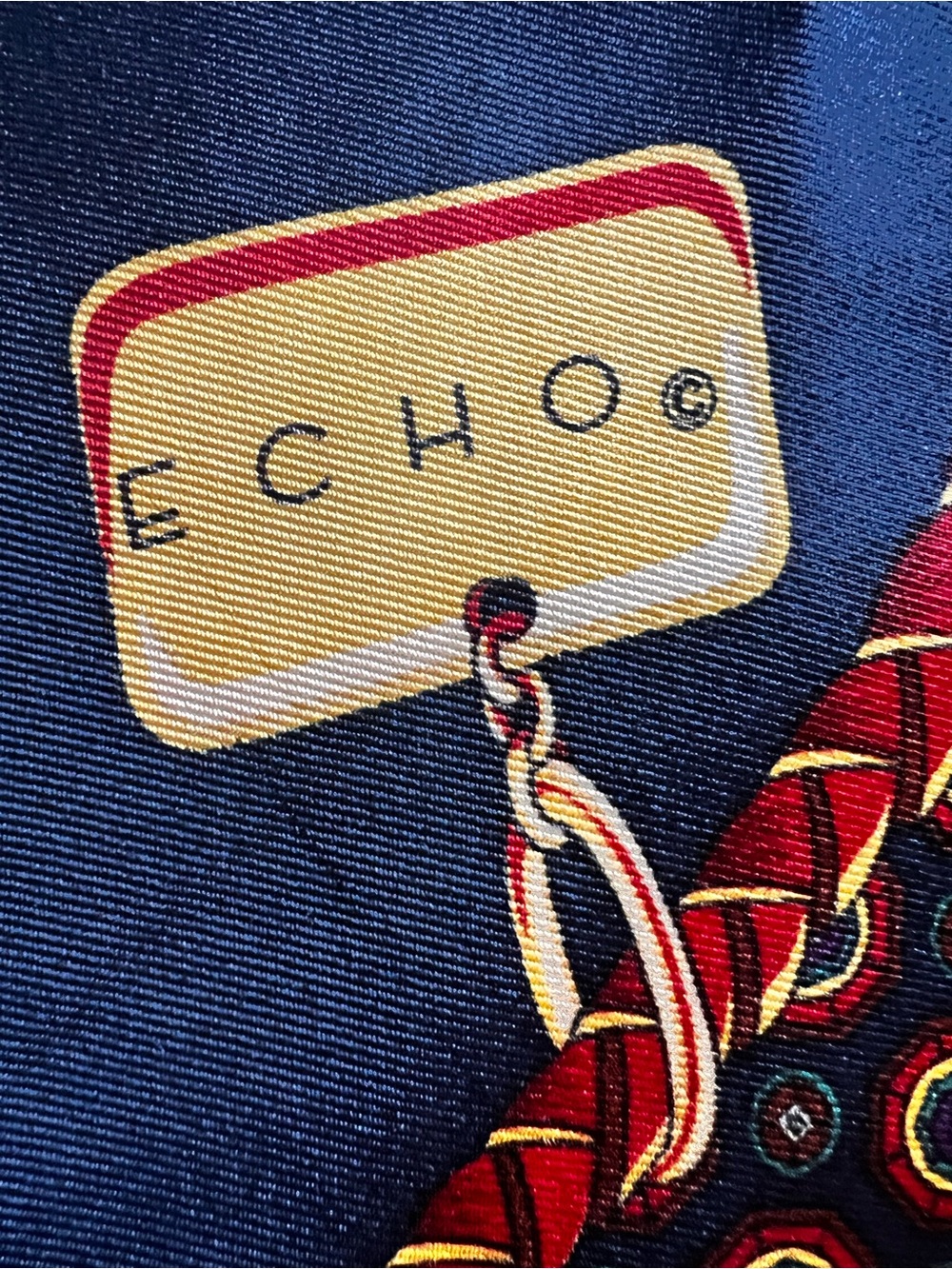 Echo Navy Silk Dog Print Square Scarf Italy Vintage Equestrian Luxury - Picture 13 of 16